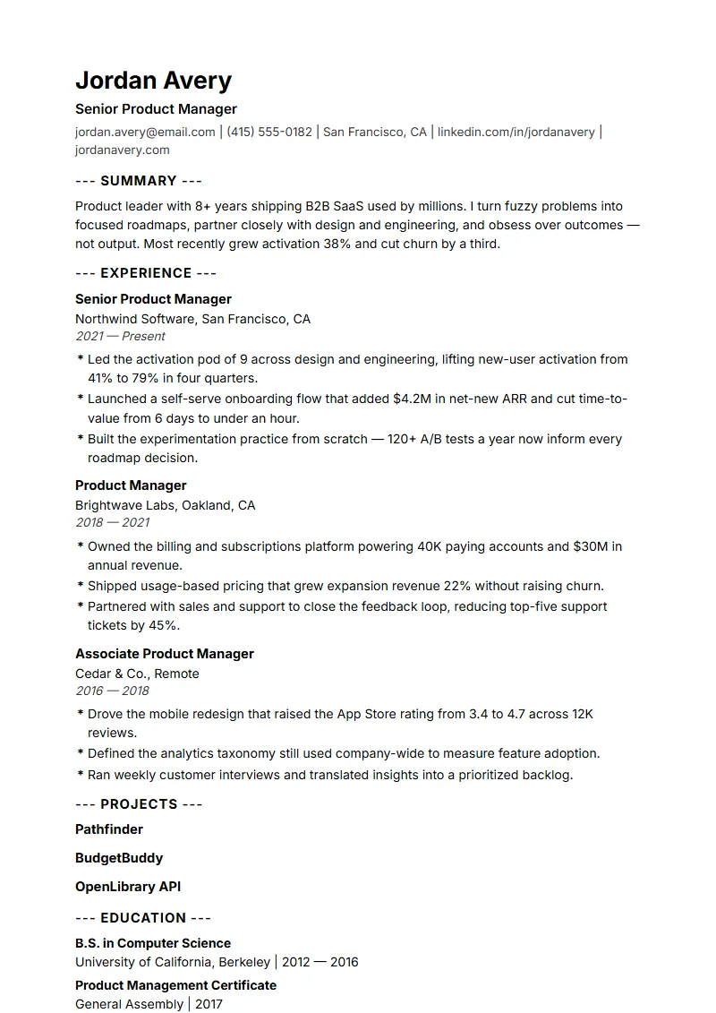 Ascii Lite resume template