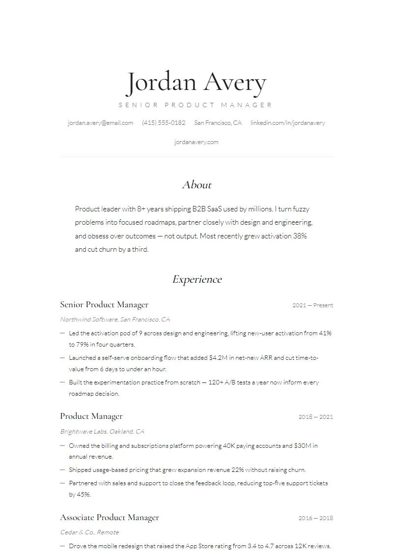 Breath resume template