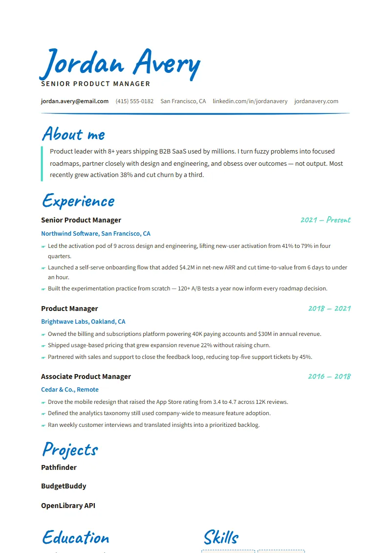Brushstroke resume template