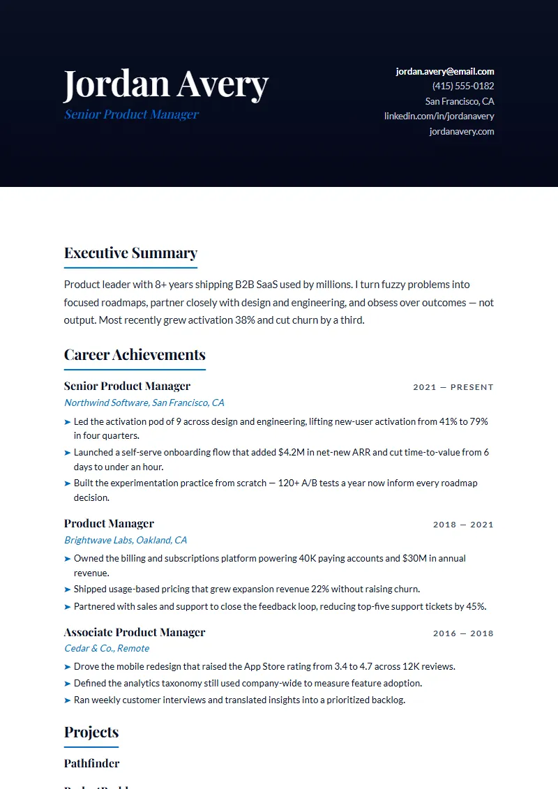 Capstone resume template