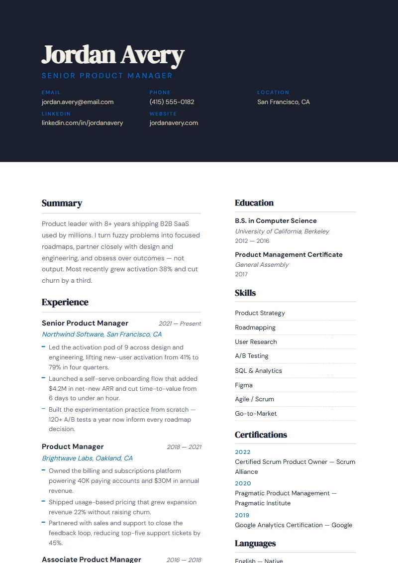 Charter resume template