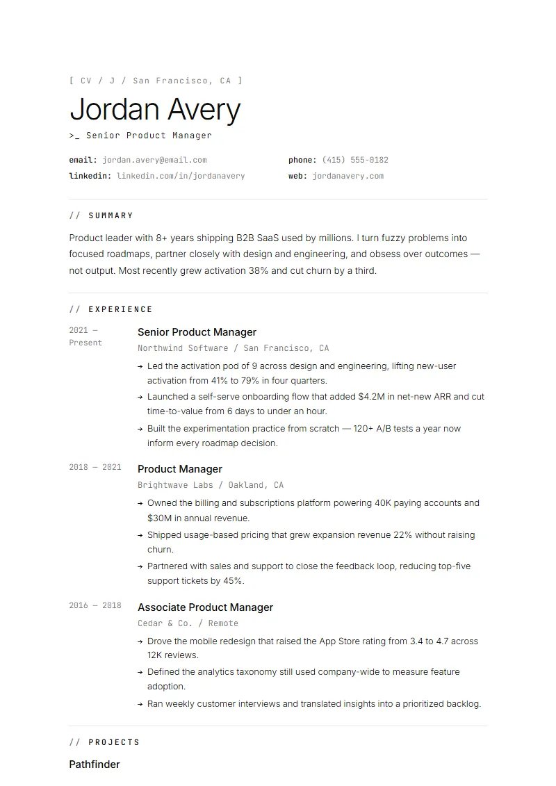 Cipher resume template