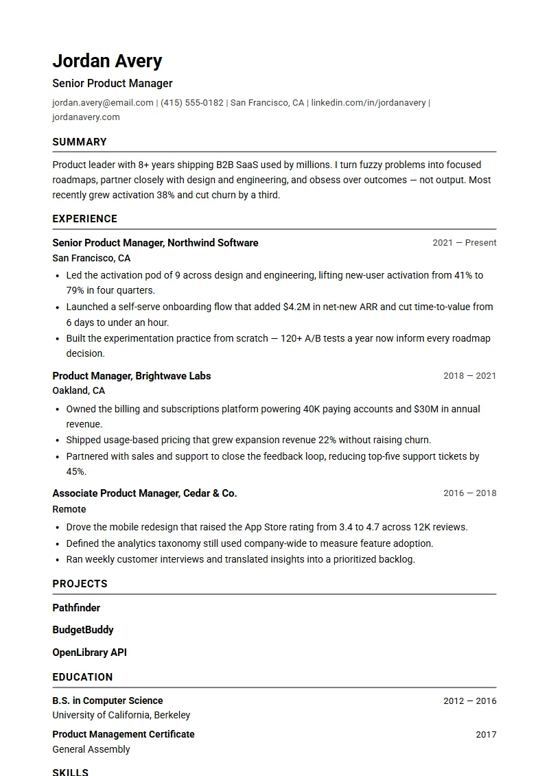 Columnar resume template