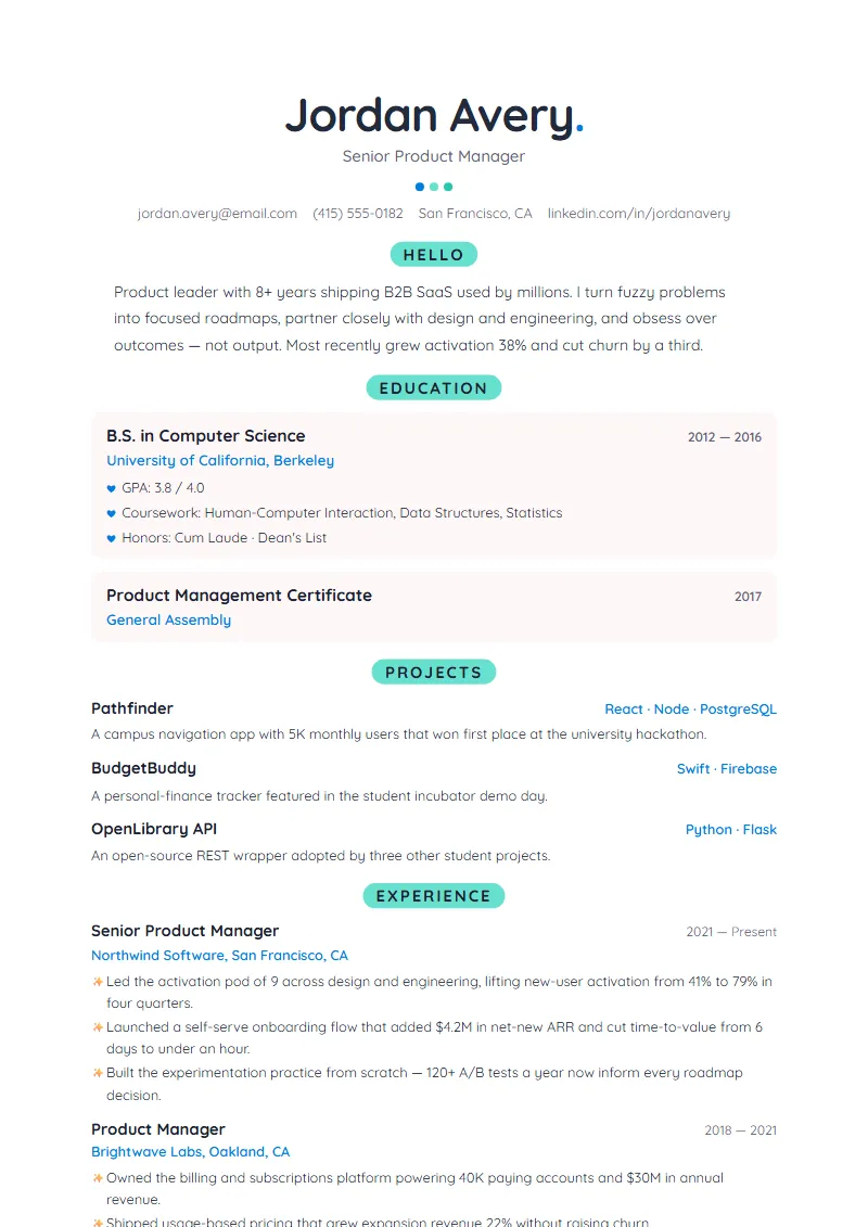 Debut resume template