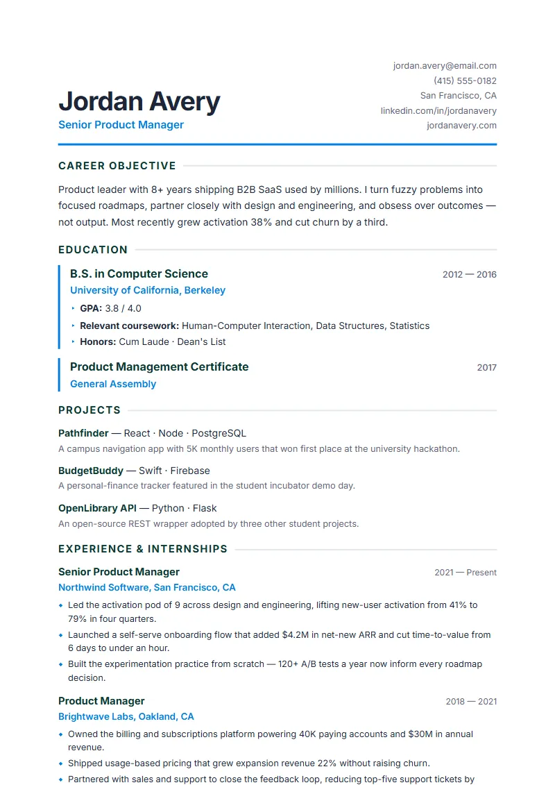 First Step resume template