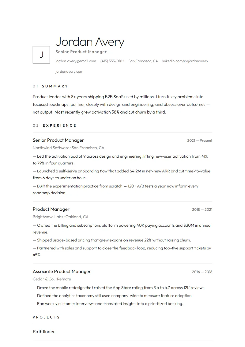 Glyph resume template
