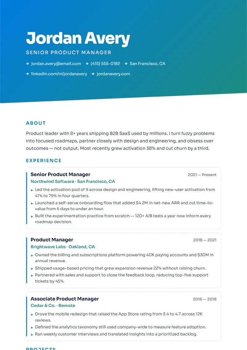 Gradient resume template
