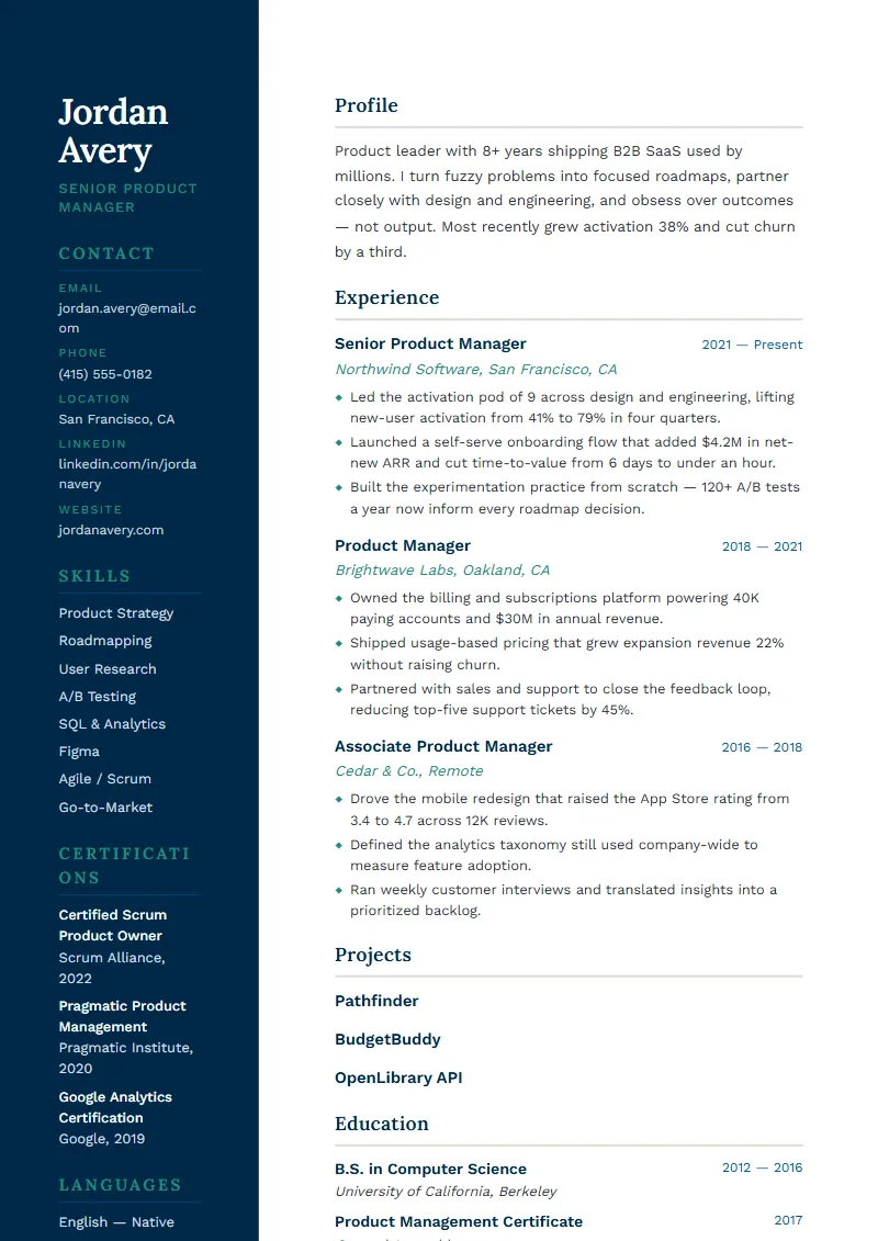 Harbor resume template