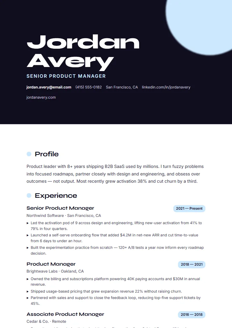 Lumen Bright resume template