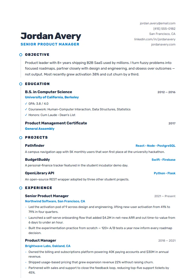Milestone resume template