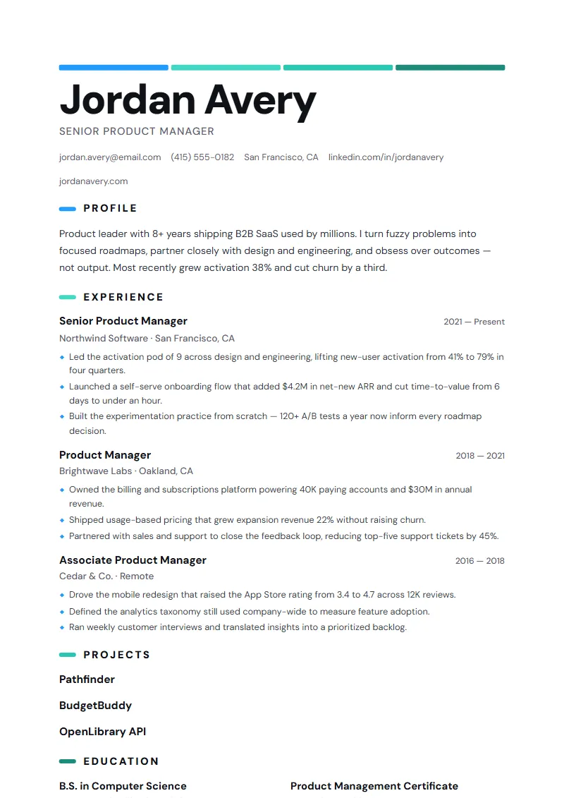 Palette resume template
