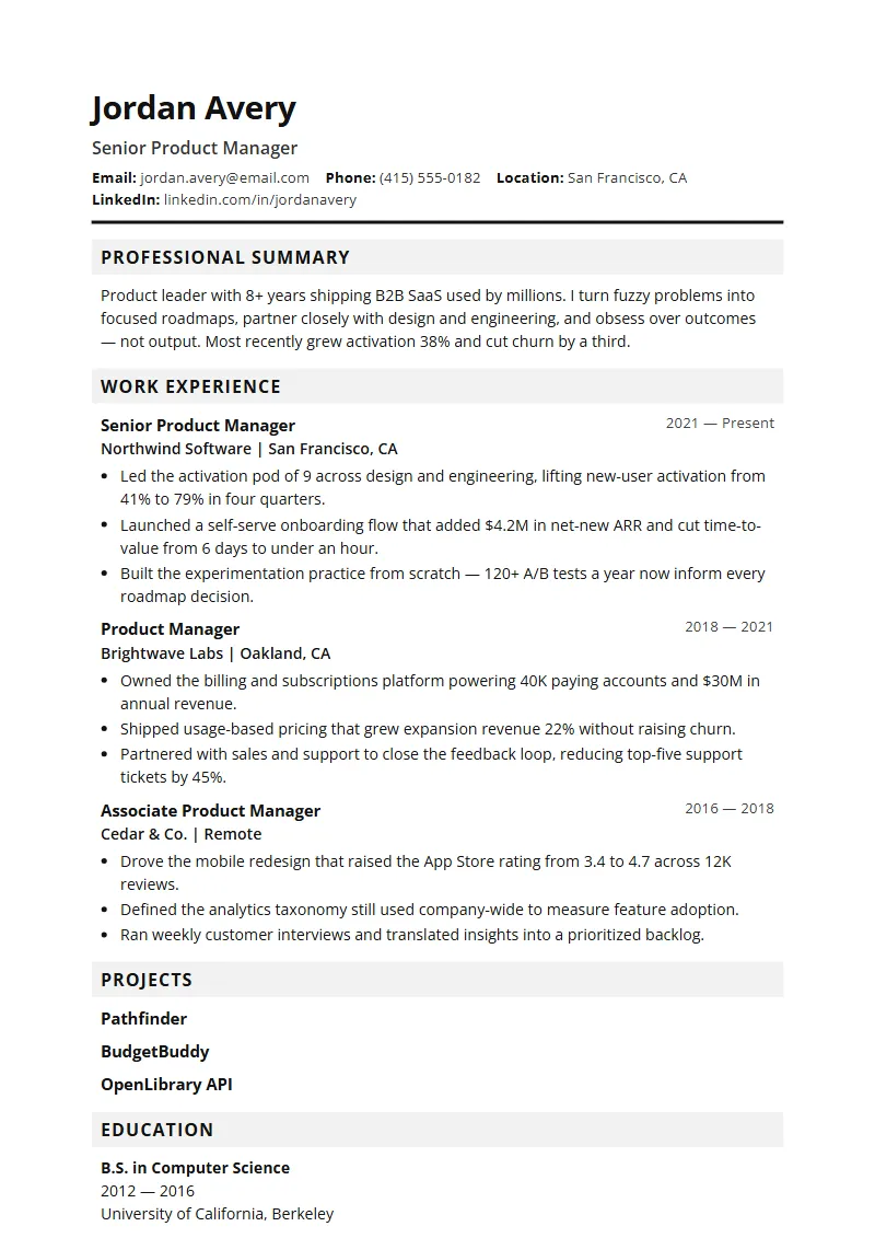 Parser Pro resume template