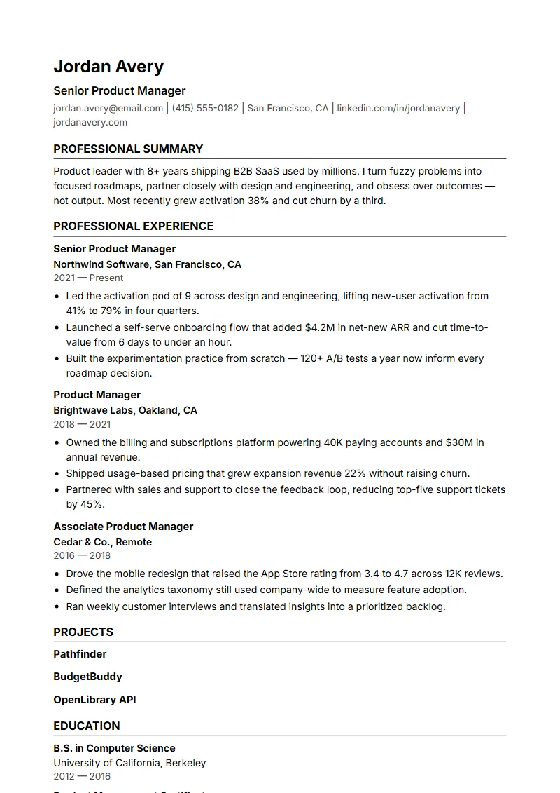 Plain Text resume template