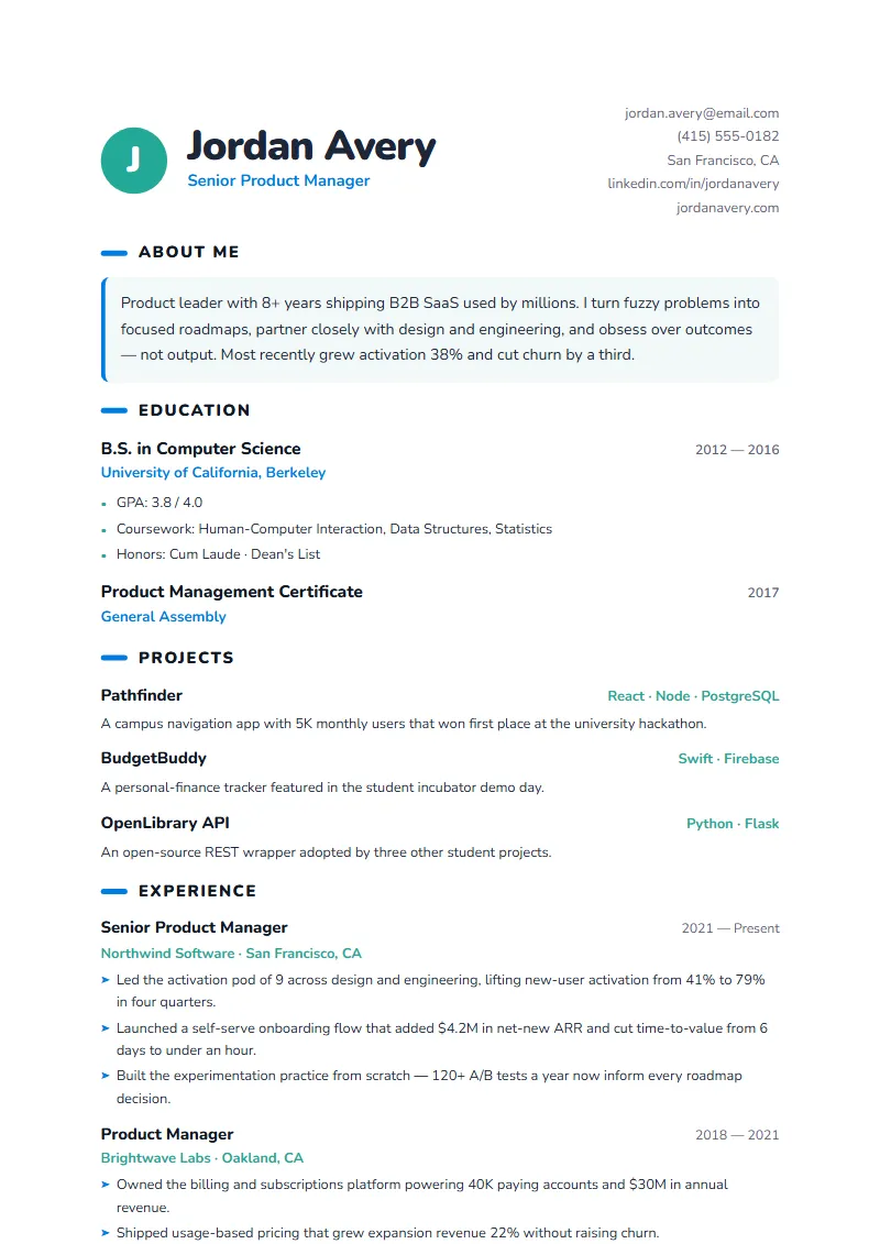 Springboard resume template
