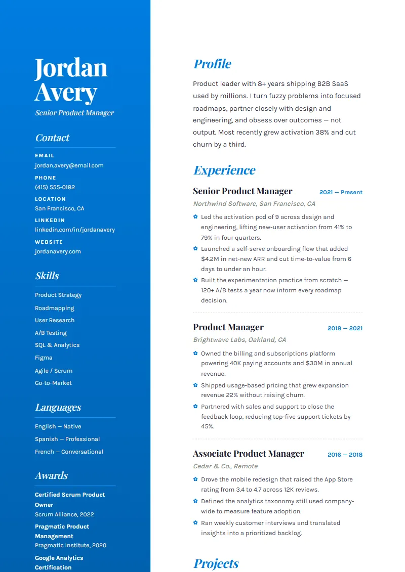 Vista resume template